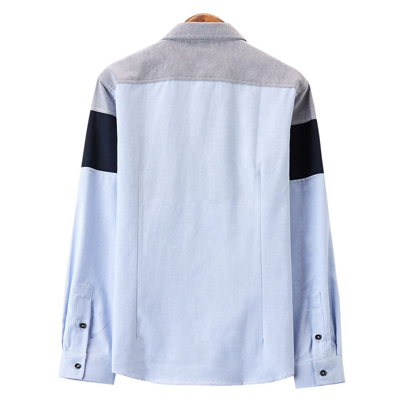 Men Denim Shirt Long Sleeve Slim Fit Color-Matching Casual Shirt | CS43