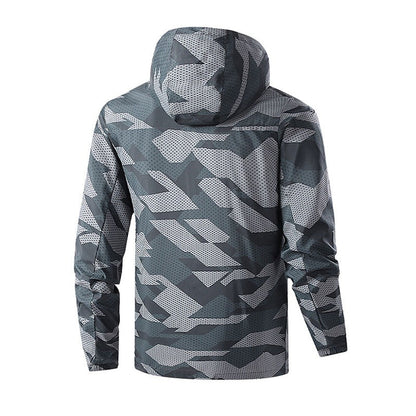 Men's Jackets Full Camouflage Printed Lightweight Jackets Hooded Full Zipper Up Trench Windbreaker Jacket |