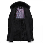 Men's Casual Business Single Breasted Long Peacoats Overcoat Winter Wool Coats Fur Collar Trench Coat | DY9802