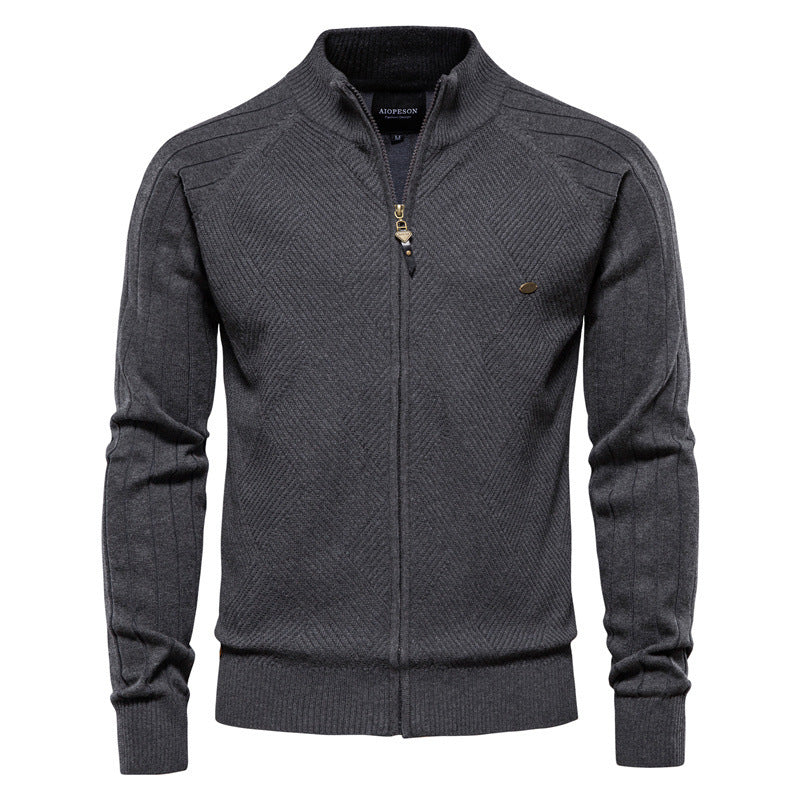 Men’s V-Neck Color-Trim Knit Cardigan – Casual Loose-Fit Buttoned Sweater for Autumn | SW199