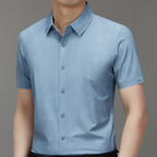 Men’s Summer Jacquard Knit Cardigan – Lightweight & Breathable Short Sleeve Shirt | 2568