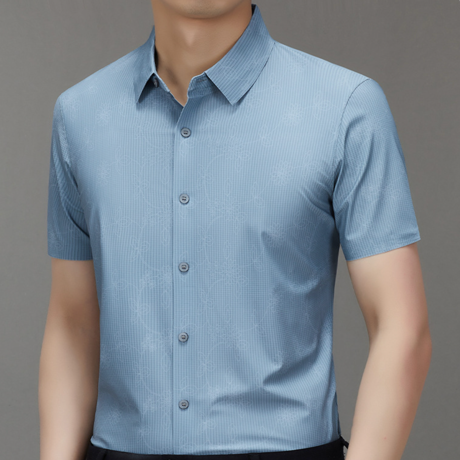 Men’s Summer Jacquard Knit Cardigan – Lightweight & Breathable Short Sleeve Shirt | 2568