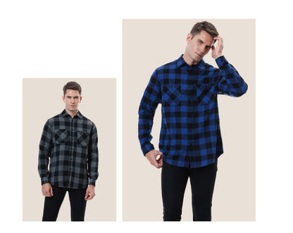 Men's Plaid Flannel Grinding Warm Shirt – European & American Casual Style | flr