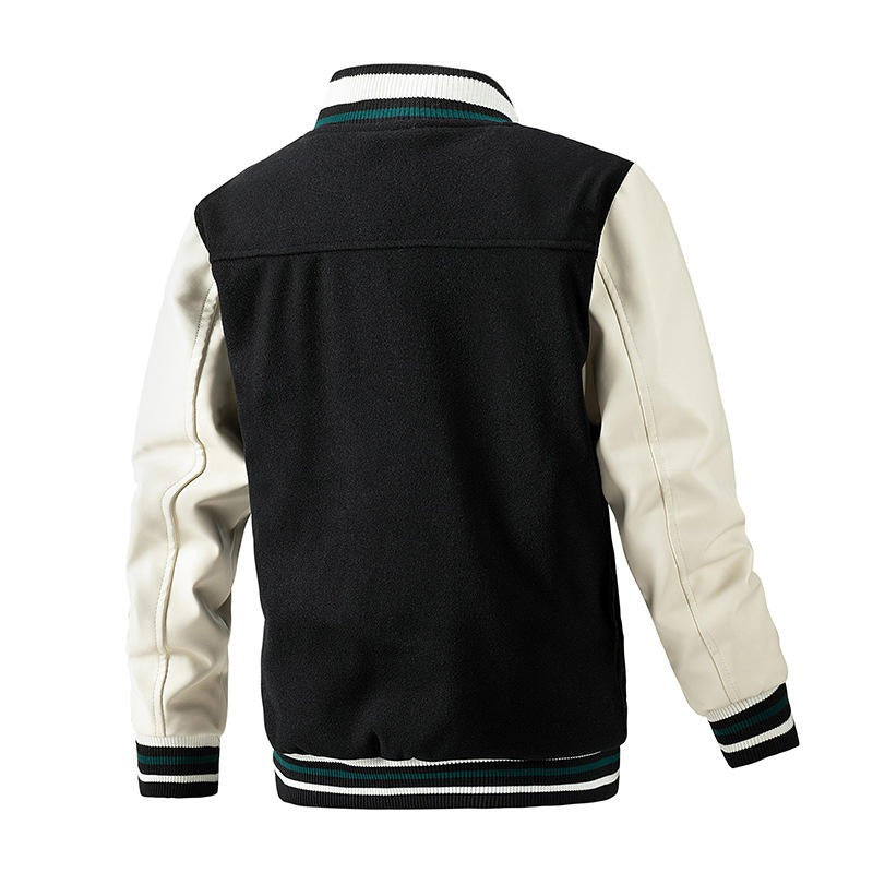 Men's Winter Color-Blocked Woolen Baseball Jacket Casual & Stylish Fashion Coat | 77162