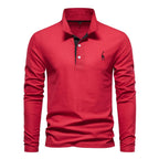 Men's Cotton Polo Shirt Fashion Casual Long Sleeve With Deer Embroidery Design T-Shirt For Men | T12