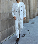 Double Breasted Men’s 3 Pieces Suit Custom Made Smart Fit Occasions Party Business Suits Set (Blazer + Vest + Pants)| HC67