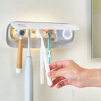 UVC Toothbrush Sterilizer Wall-Mounted Family Holder with USB Charging & Fan Drying | SR-M4