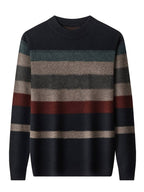 Men Cozy Color Block Sweater Softly Knitted Ultra-Stretchy Classic Crew Neck Sweatshirt | X05