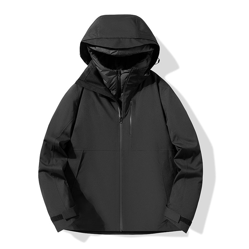 Men's Outdoor Jacket 90% Duck Down Filled Parka with Detachable Shell All-Season Waterproof Hiking Coat
