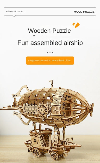 Creative Wooden Art Gift Toys DIY Assembly 3D Wooden Airship Jigsaw Puzzle | PT-011