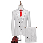 Men's Slim Fit Three-Piece Suit Set | Fashion Big & Tall Wedding Banquet Blazer with Waistcoat | Modern Business Formal Wear | 838