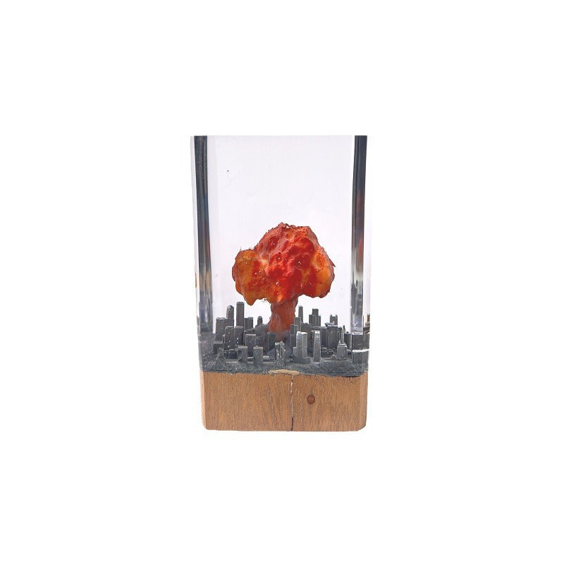 Atomic Bomb Mushroom Cloud Resin Lamp Oppenheimer Style Creative Night Light Decor Epoxy Craft for Desk & Gift