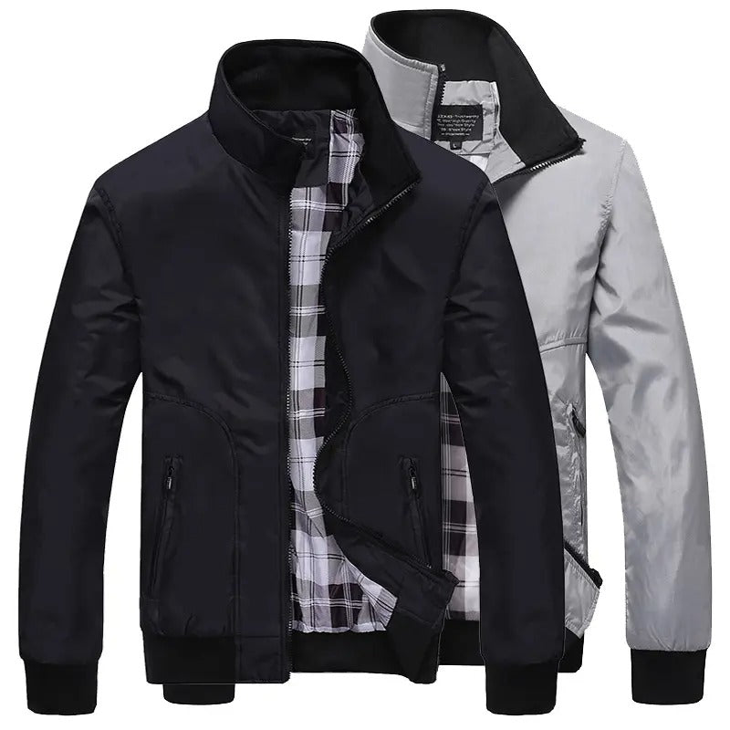 Men Solid Color Zipper Jackets Stand Collar Casual Outwear Tops Coat Jacket | S1268