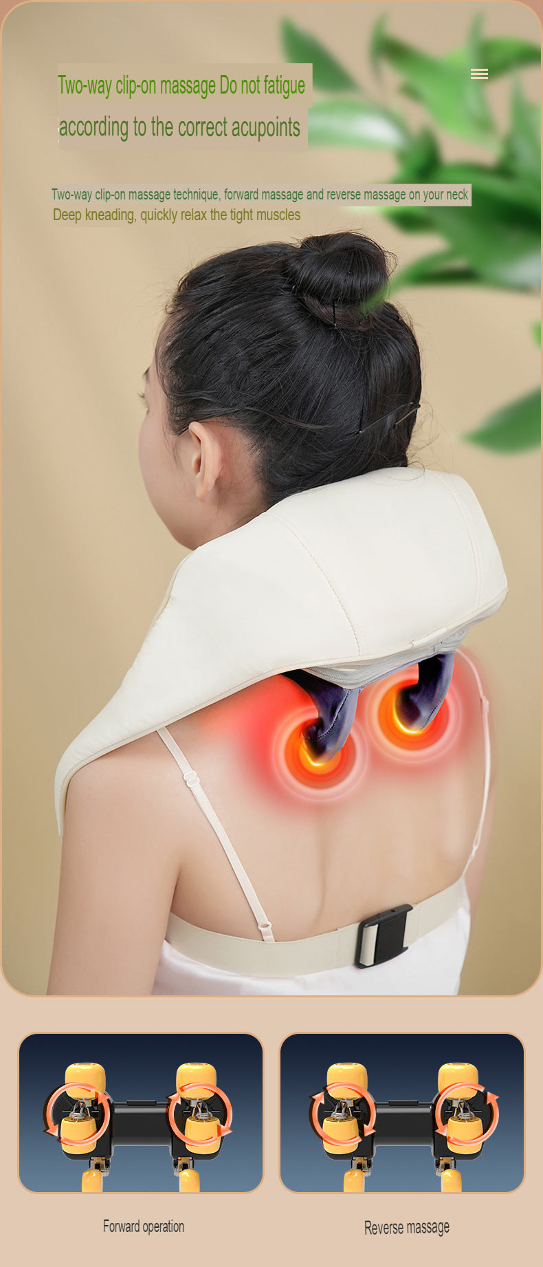 Neck Massager Kneading With Heat Rechargeable Cordless Electric Massage Pillow Deep Tissue Massage