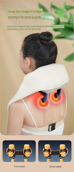 Neck Massager Kneading With Heat Rechargeable Cordless Electric Massage Pillow Deep Tissue Massage