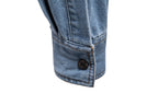 Men’s Washed Denim Shirt – Long Sleeve 100% Cotton Casual Button-Up Top | 6025