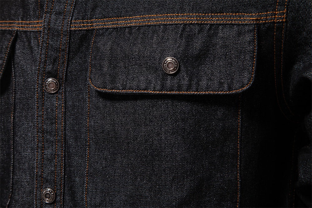 Men’s Washed Denim Shirt – Long Sleeve 100% Cotton Casual Button-Up Top | 6025