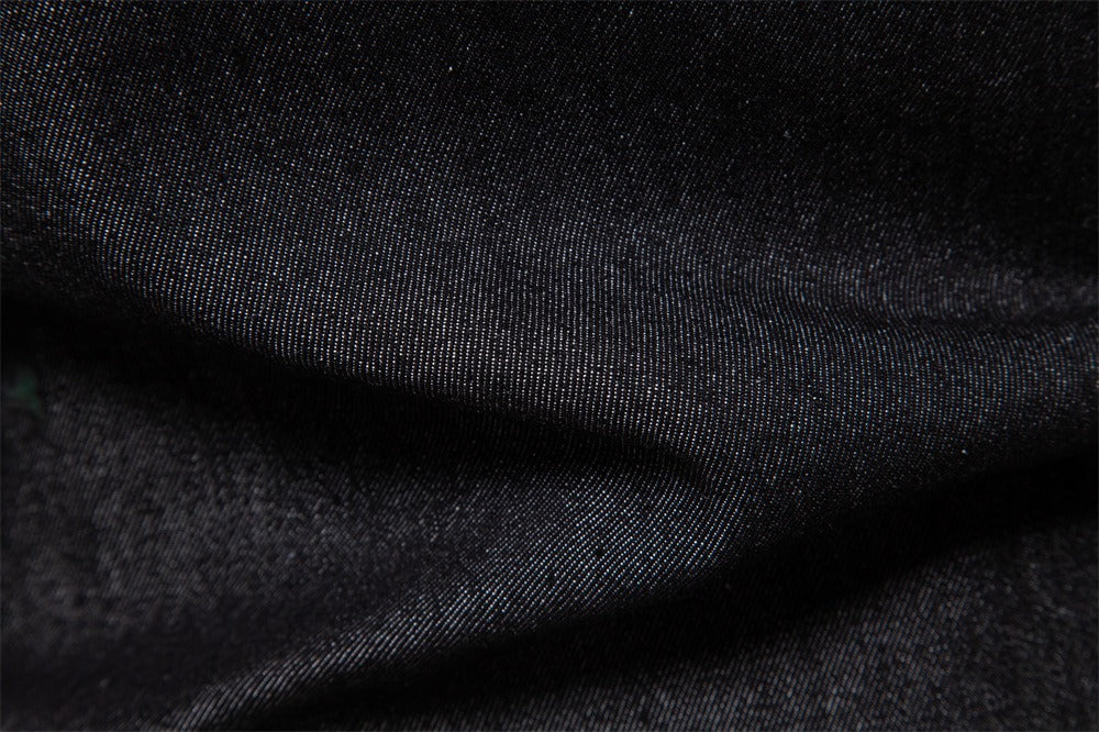 Men’s Euro Fit Washed Cotton Denim Shirt – Long Sleeve Solid Color Casual Button-Up | 6028