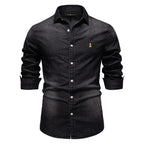 Men's Slim-Fit Denim Shirt - 2025 Spring Casual Long Sleeve Top | 6036