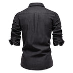 Men's Slim-Fit Denim Shirt - 2025 Spring Casual Long Sleeve Top | 6036