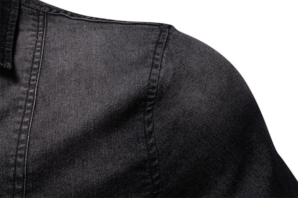 Men's Slim-Fit Denim Shirt - 2025 Spring Casual Long Sleeve Top | 6036