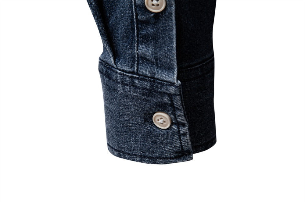 Men's Slim-Fit Denim Shirt - 2025 Spring Casual Long Sleeve Top | 6036