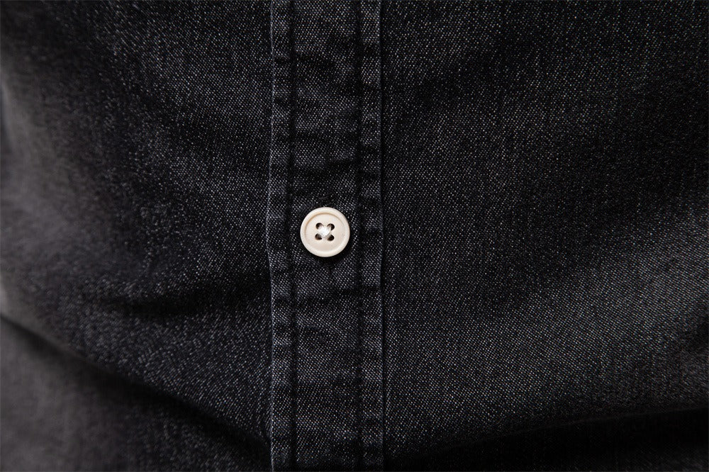 Men's Slim-Fit Denim Shirt - 2025 Spring Casual Long Sleeve Top | 6036