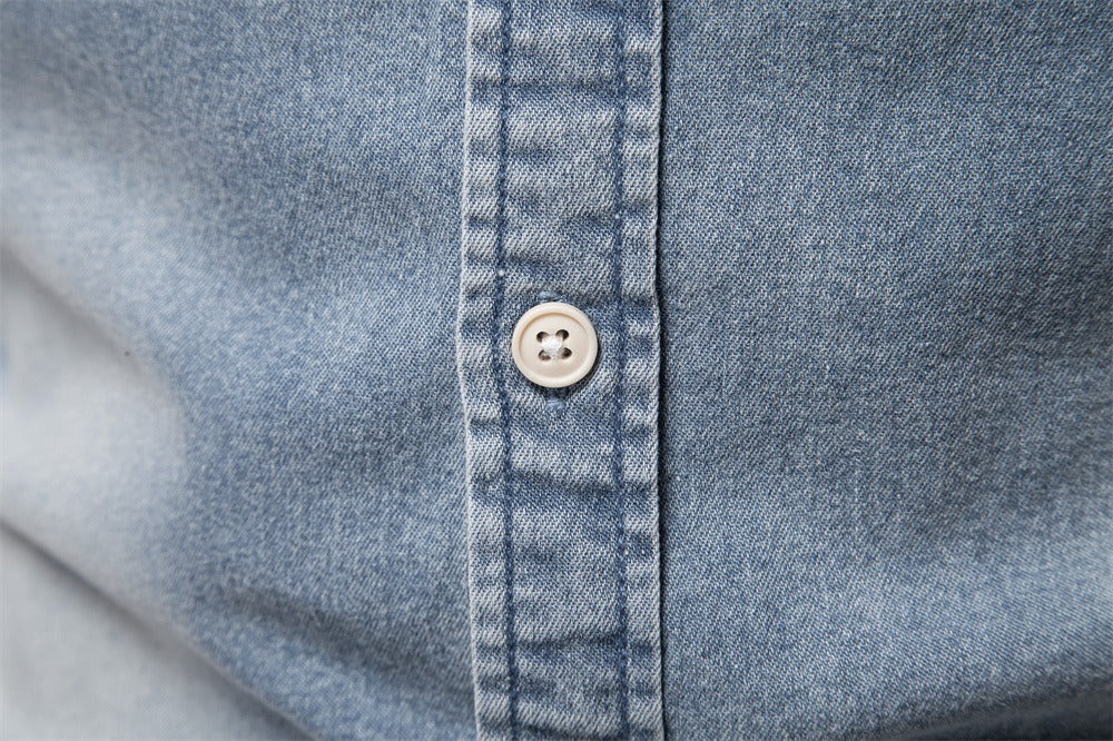 Men's Slim-Fit Denim Shirt - 2025 Spring Casual Long Sleeve Top | 6036