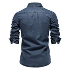 Men's Slim-Fit Denim Shirt - 2025 Spring Casual Long Sleeve Top | 6036