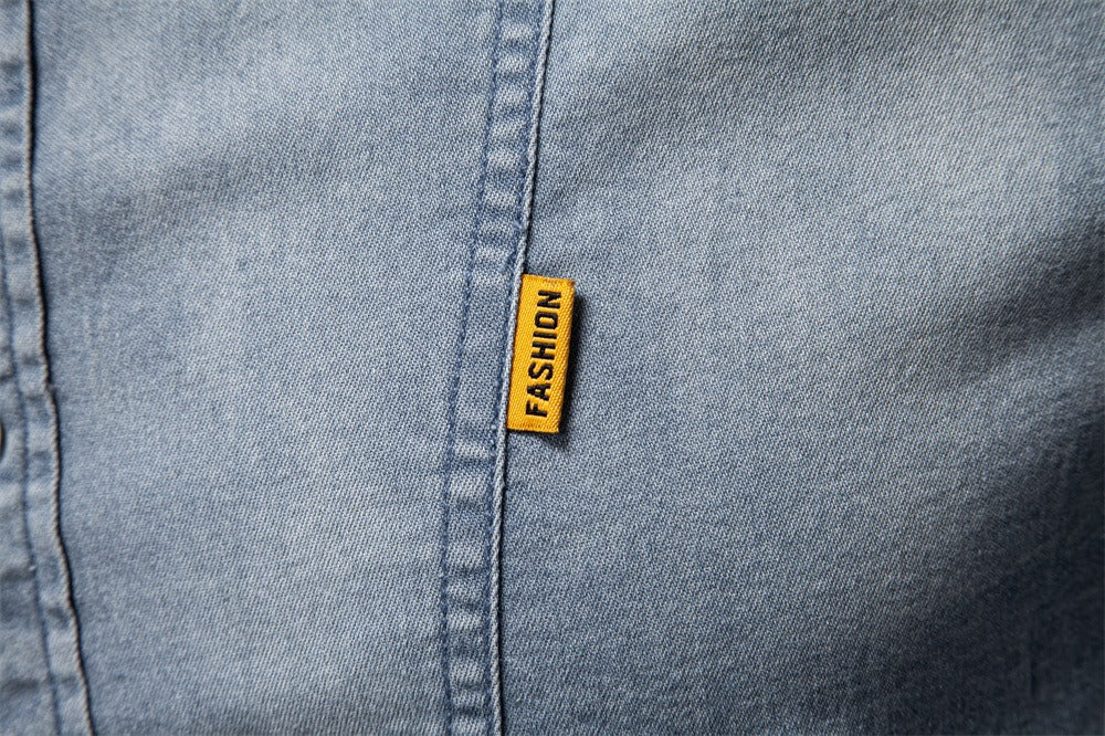 Men's Slim-Fit Denim Shirt - 2025 Spring Casual Long Sleeve Top | 6036