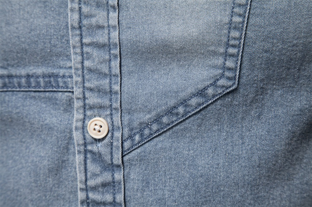 Men's Slim-Fit Denim Shirt - 2025 Spring Casual Long Sleeve Top | 6036