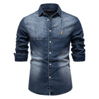 Men's Slim-Fit Denim Shirt - 2025 Spring Casual Long Sleeve Top | 6036