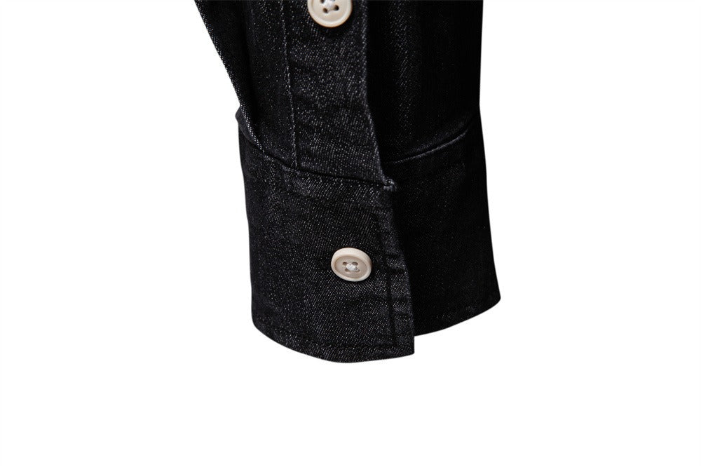 Men's Slim-Fit Denim Shirt - 2025 Spring Casual Long Sleeve Top | 6036