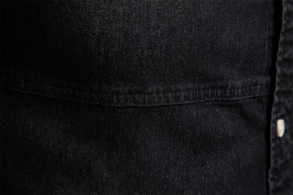 Men's Slim-Fit Denim Shirt - 2025 Spring Casual Long Sleeve Top | 6036