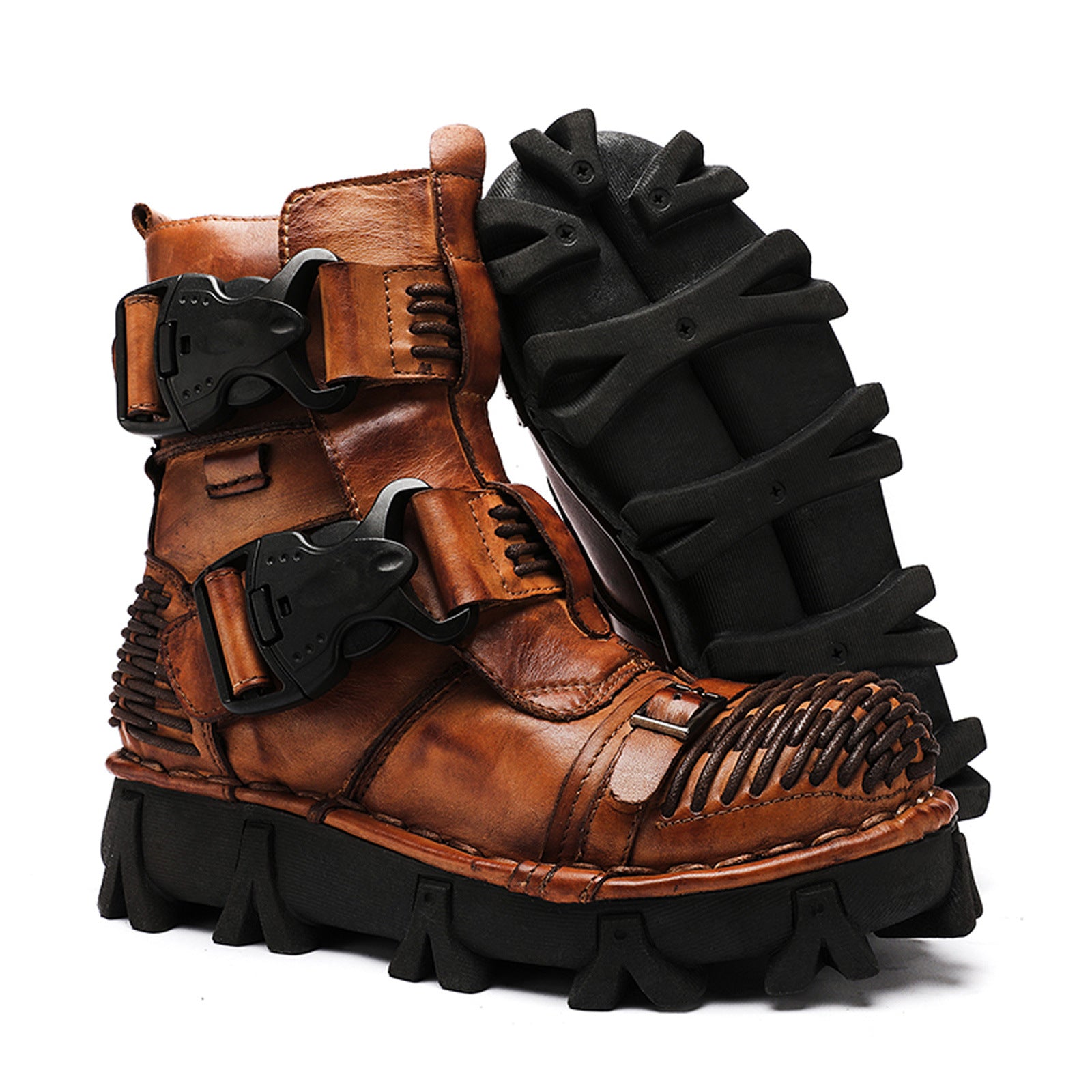 Men’s Genuine Leather Harley Motorcycle Boots | Anti-Slip Work Boots | 6618