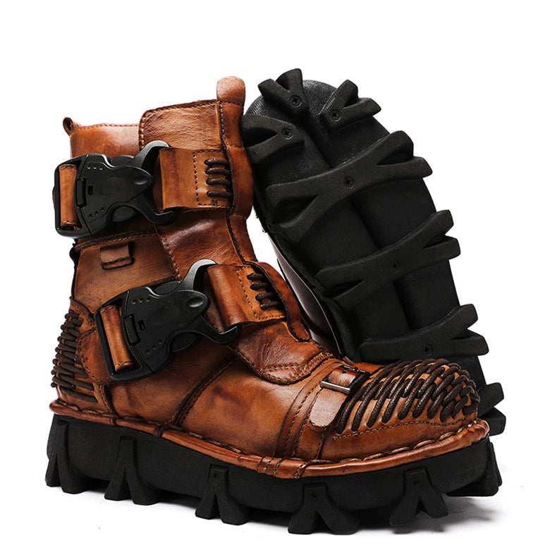 Men’s Genuine Leather Harley Motorcycle Boots | Anti-Slip Work Boots | 6618