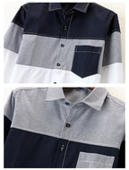 Men Denim Shirt Long Sleeve Slim Fit Color-Matching Casual Shirt | CS43