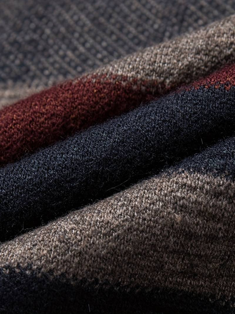 Men Cozy Color Block Sweater Softly Knitted Ultra-Stretchy Classic Crew Neck Sweatshirt | X05