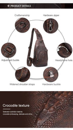 Men's Business Shoulder Bag Elegant Crocodile Pattern for Professional Style | 9076