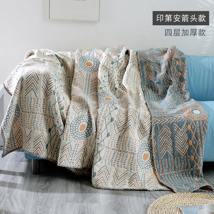 Warm Woven Throw Blanket Geometric Lines Pattern, Soft & Breathable for Bed or Sofa Décor | YENLN 21996074309