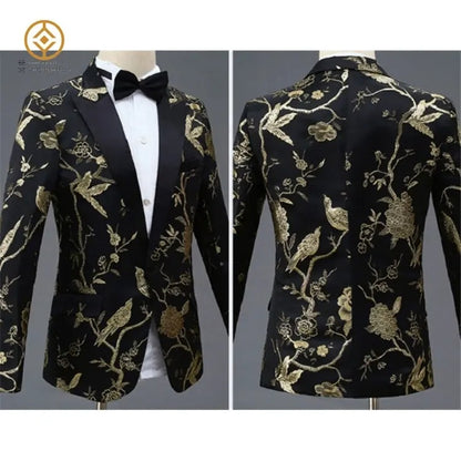 Men Jacquard Suit Business Wedding Party Tuxedo Dress Blazer Pant Slim Fit Tuxedo | 1003