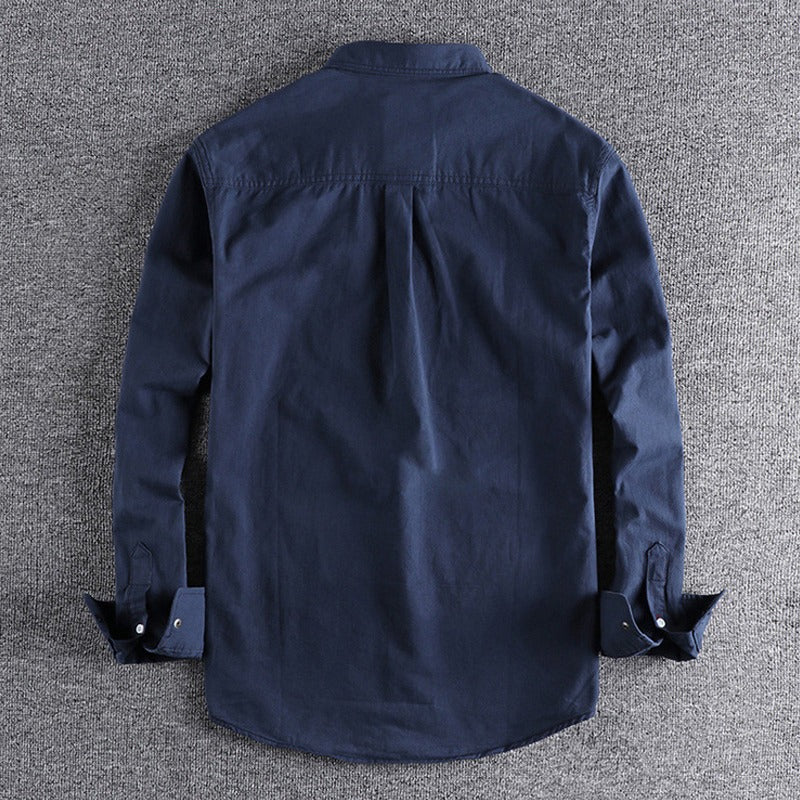 Vintage Workwear Double Pocket Shirt Retro Casual Classic Shirt Top for Men | V38