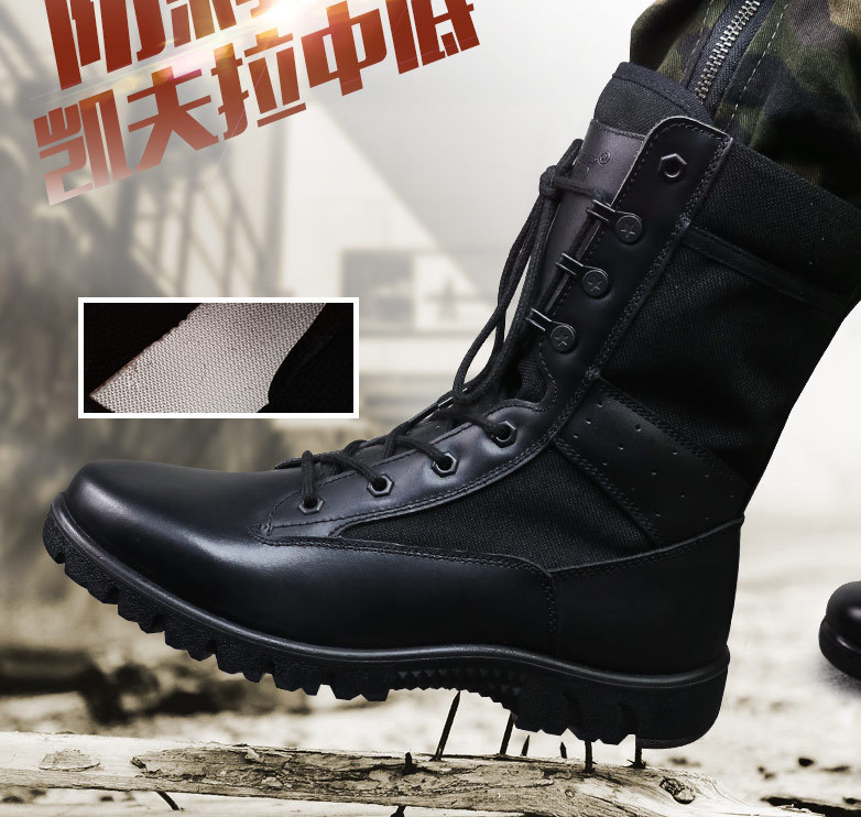 Men's Tactical Combat Boots | Outdoor Hiking Ankle Boots | Anti-Puncture & Durable Leather Work Boots | DKHYA7-91613