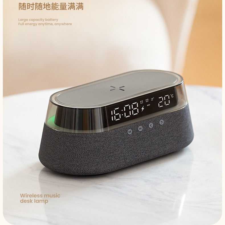 Bedside Alarm Clock Radio with Wireless Charging & Night Light Modern All-in-One Design | S39W