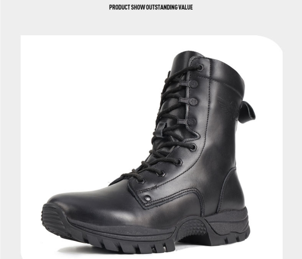 Vdason 402J Paratrooper Combat Boots | Lightweight Airborne Jump Boots | Black Genuine Leather Tactical Footwear | 402J