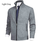 Men Stand Collar Knit Solid Color Zipper Outdoor Cardigan Knitwear Casual Tops Coat Jacket | 7701