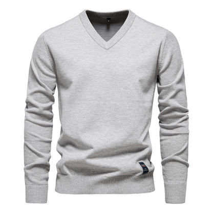 Winter Pullover Sweater V-neck Solid Color Long Sleeve Warm Sweaters Tops | VSW-02