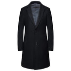 Men's Wool Trench Coat Turn Down Collar Long Wool & Blends Woolen Jacket Coat | JJ-YF601