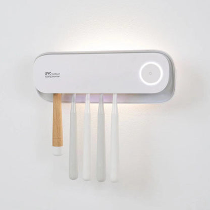 UVC Toothbrush Sterilizer Wall-Mounted Family Holder with USB Charging & Fan Drying | SR-M4