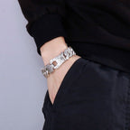 Men's Retro Titanium Steel Bracelet – Punk Rock Style with Snap Clasp | KB123641-BDJX